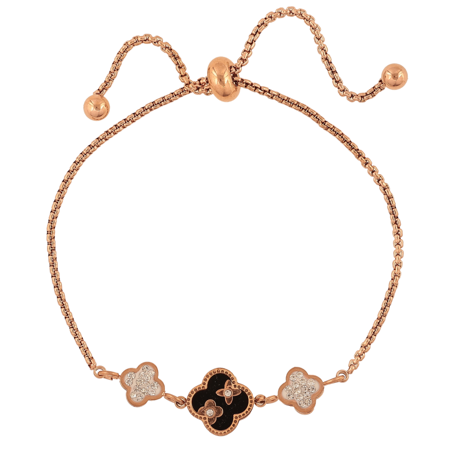 Браслети Нержавіюча сталь Ланцюжок з чорно-былими конюшинами на бігунку 10-22см х 1.5-10мм фото №1 Браслети Нержавіюча сталь Ланцюжок з чорно-былими конюшинами на бігунку 10-22см х 1.5-10мм фото №1