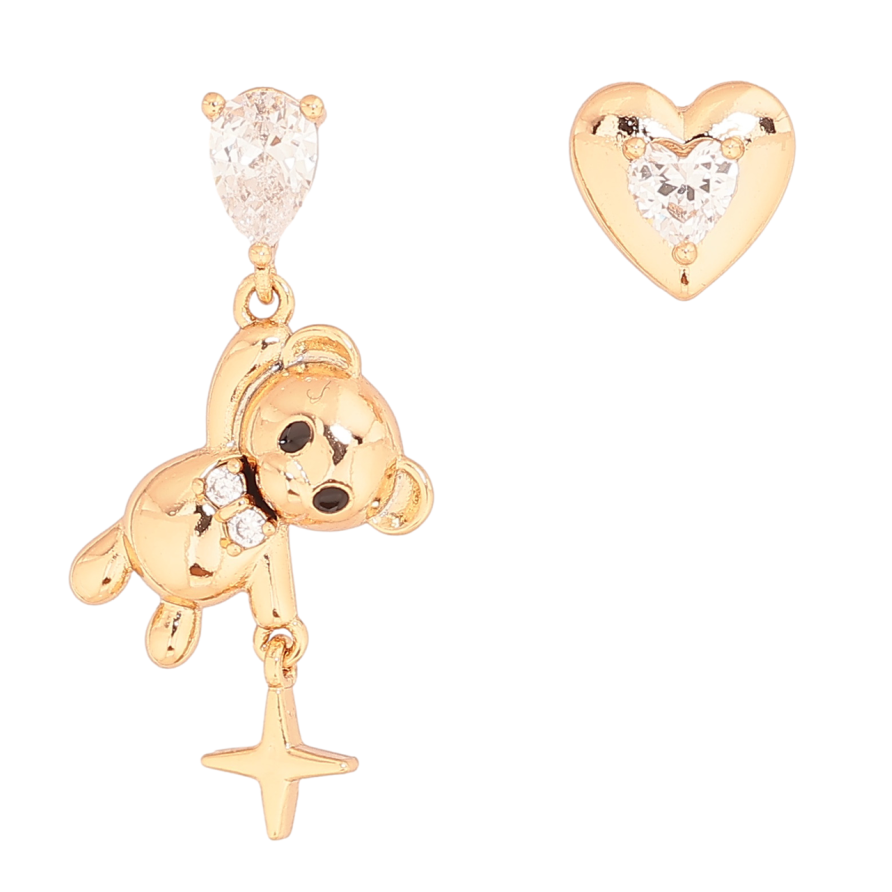 Сережки Xuping Колір Позолота 18K пусети Асиметричні Ведмедик фото №1