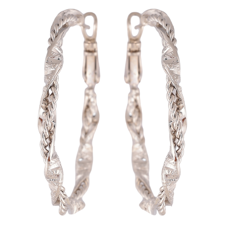 Серьги Xuping цвет Родий кольца (конго) Декоративный узор ø 4см фото №1 Серьги Xuping цвет Родий кольца (конго) Декоративный узор ø 4см фото №1