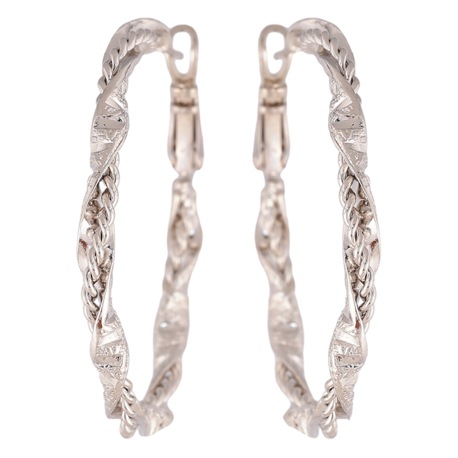 Серьги Xuping цвет Родий кольца (конго) Декоративный узор ø 4см фото №1 Серьги Xuping цвет Родий кольца (конго) Декоративный узор ø 4см фото №1