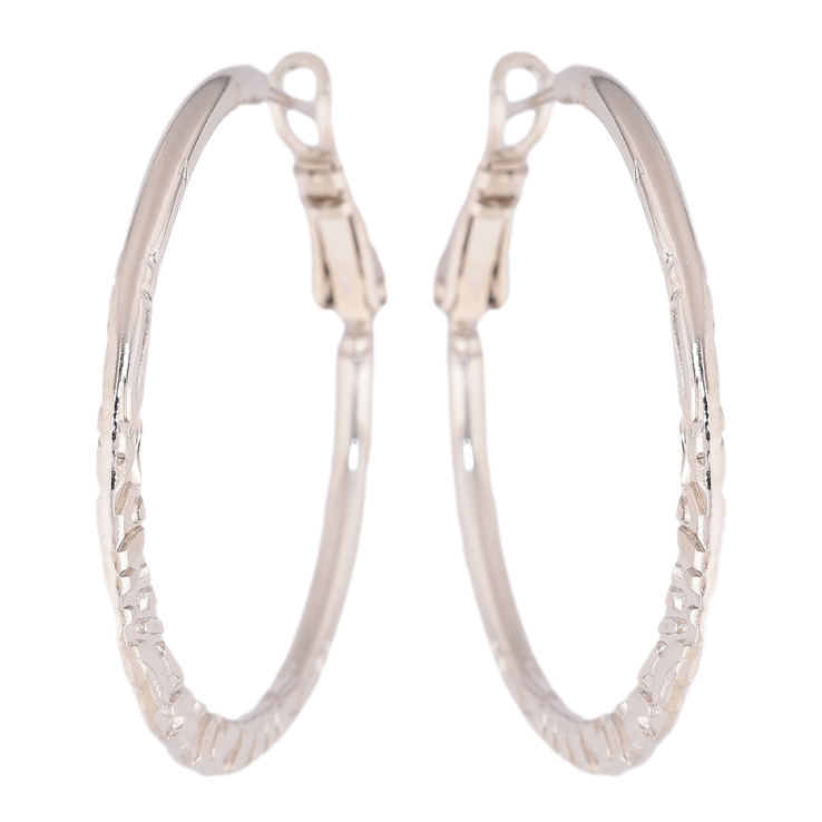 Серьги Xuping цвет Родий кольца (конго) Декоративный узор ø 3.5см фото №3