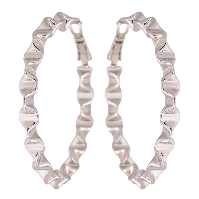 Серьги Xuping цвет Родий кольца (конго) Декоративный узор ø 4.5см фото №1