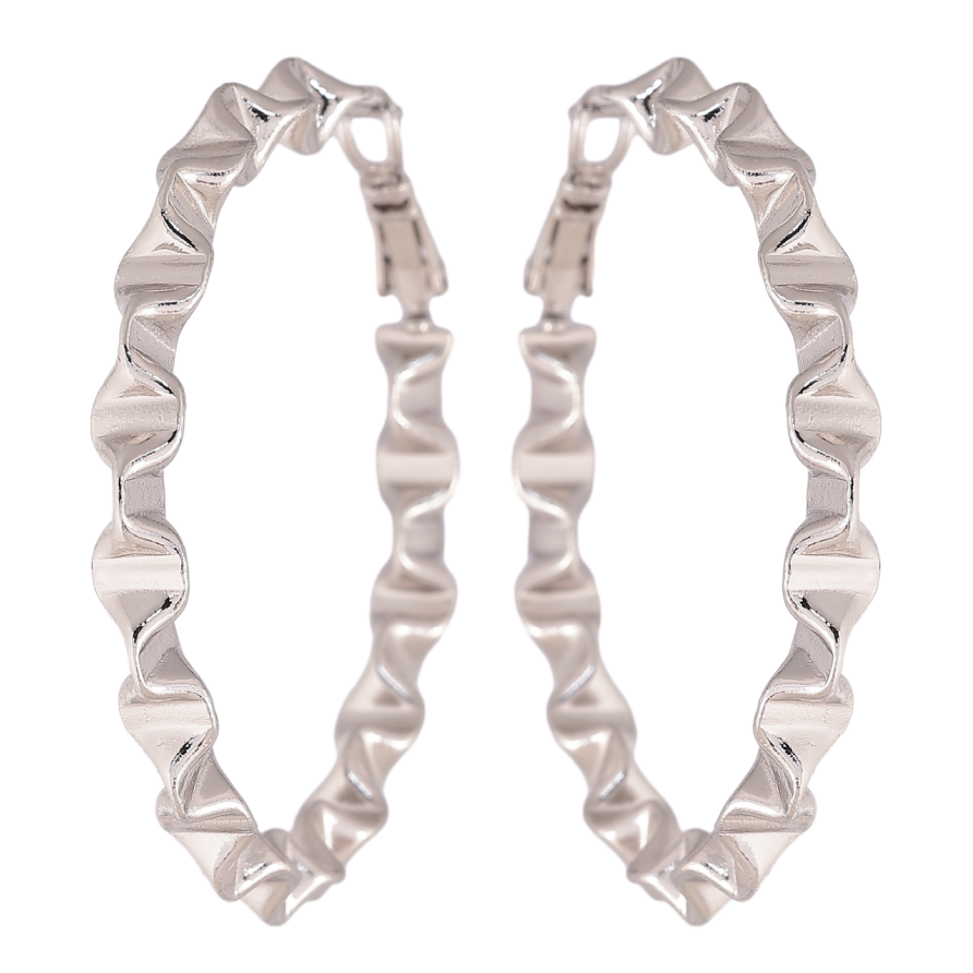 Сережки Xuping колір Родій кільця (конго) Декоративний візерунок ø 4.5см фото №1