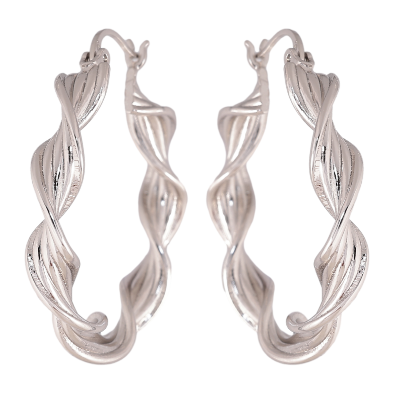 Сережки Xuping колір Родій кільця (конго) Декоративний візерунок ø 3.5см фото №1