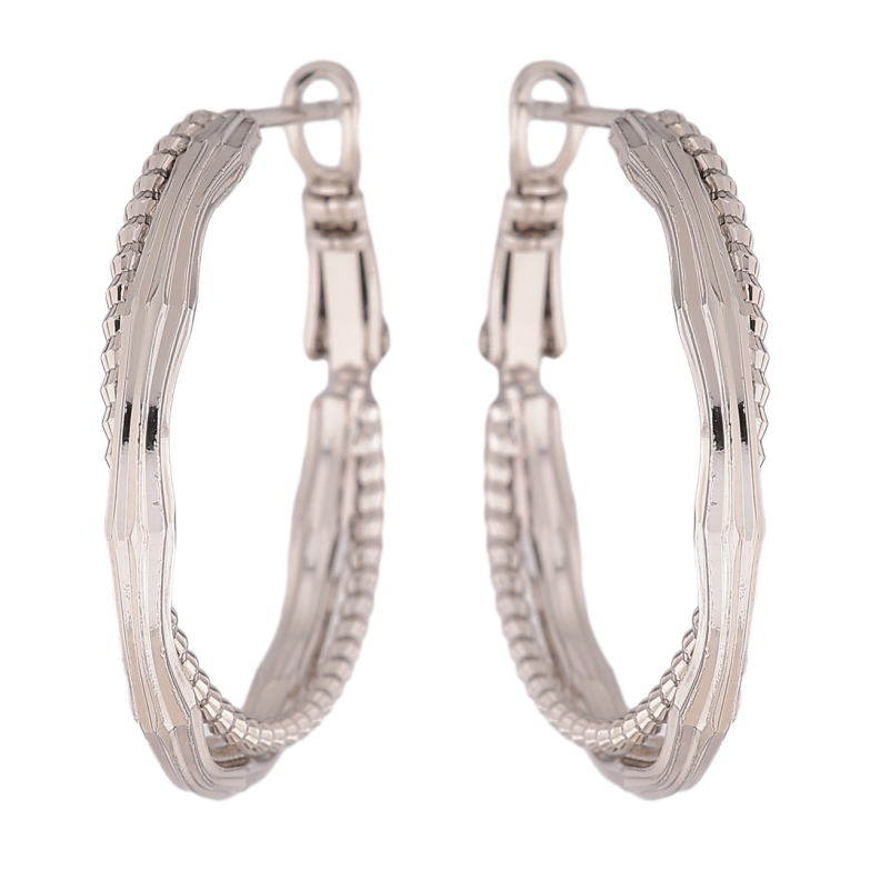 Серьги Xuping цвет Родий кольца (конго) Декоративный узор ø 3см фото №2 Серьги Xuping цвет Родий кольца (конго) Декоративный узор ø 3см фото №2