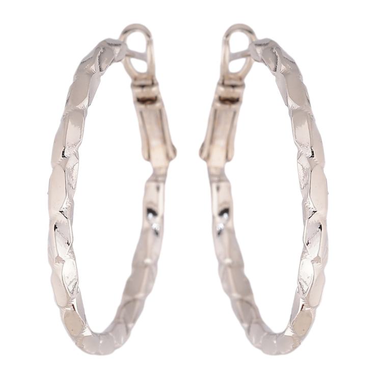 Серьги Xuping цвет Родий кольца (конго) Декоративный узор ø 3см фото №2