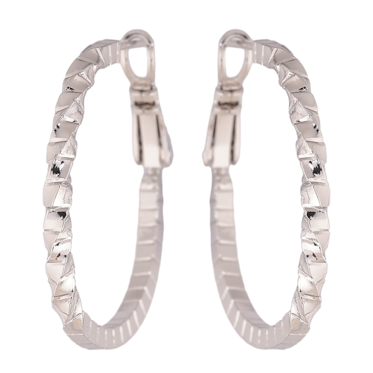 Серьги Xuping цвет Родий кольца (конго) Декоративный узор ø 3см фото №21