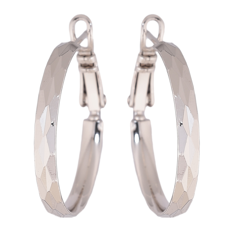 Сережки Xuping колір Родій кільця (конго) Декоративний візерунок ø 2.5см фото №1