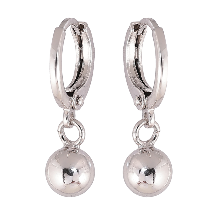 Сережки Xuping колір Родій підвіски на колечках Кульки ø 6мм фото №12