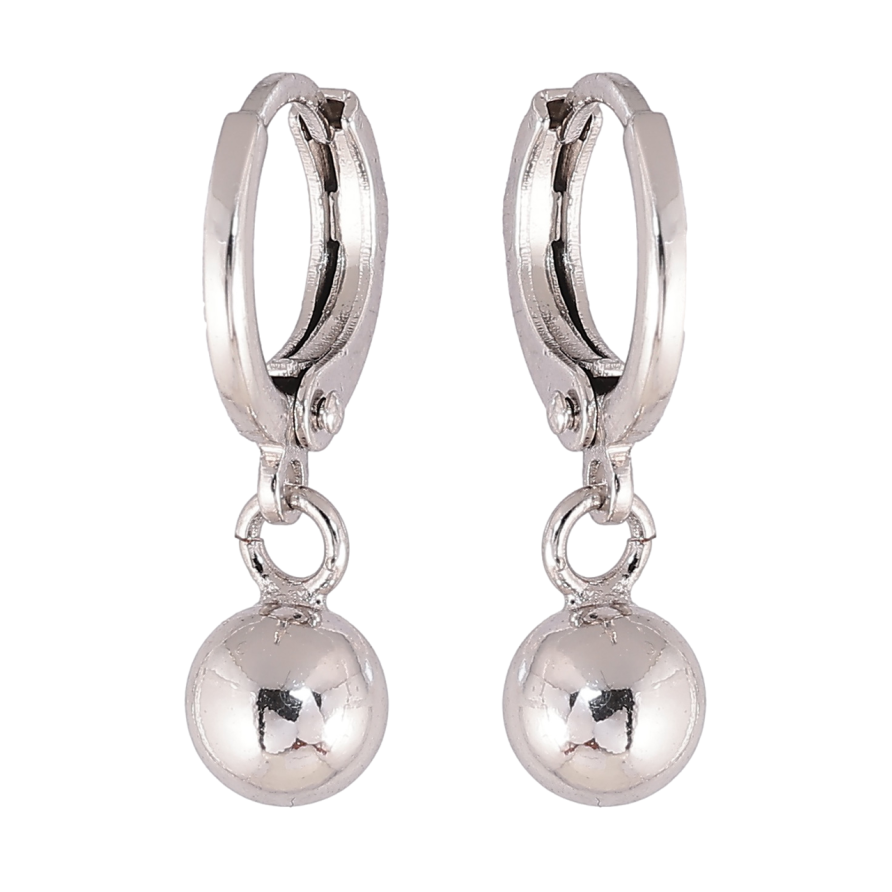 Сережки Xuping колір Родій підвіски на колечках Кульки ø 6мм фото №1