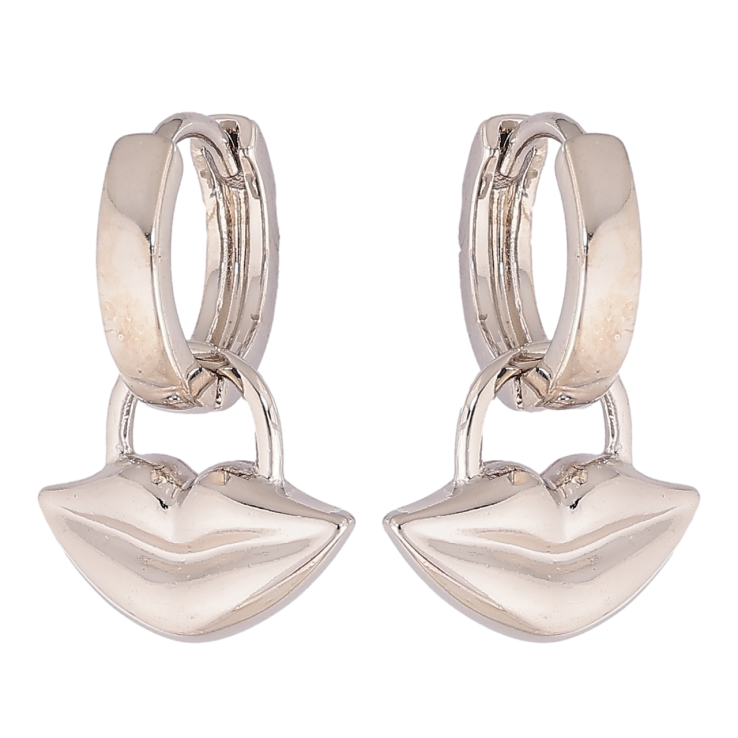 Серьги Xuping цвет Родий подвески на колечках Губы 2 в 1 фото №24