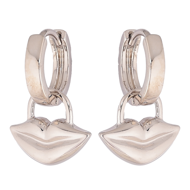 Серьги Xuping цвет Родий подвески на колечках Губы 2 в 1 фото №1 Серьги Xuping цвет Родий подвески на колечках Губы 2 в 1 фото №1