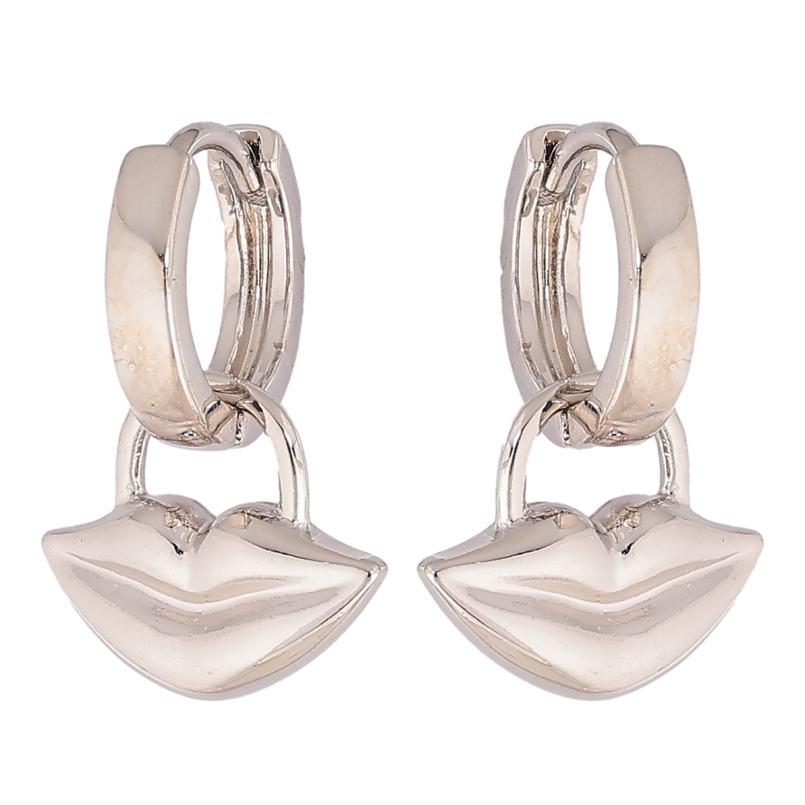 Серьги Xuping цвет Родий подвески на колечках Губы 2 в 1 фото №1 Серьги Xuping цвет Родий подвески на колечках Губы 2 в 1 фото №1