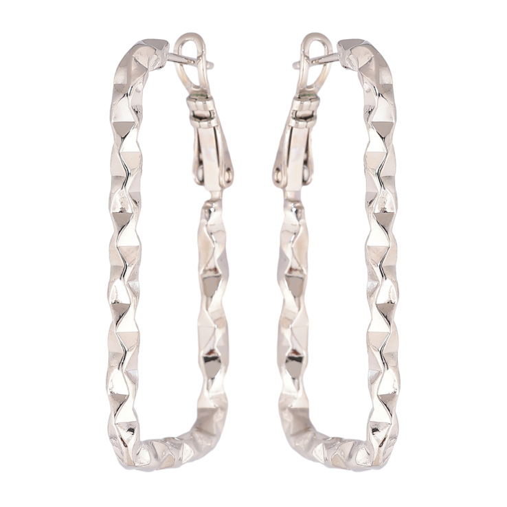 Серьги Xuping цвет Родий итальянский замок Прямоугольные с узором фото №7