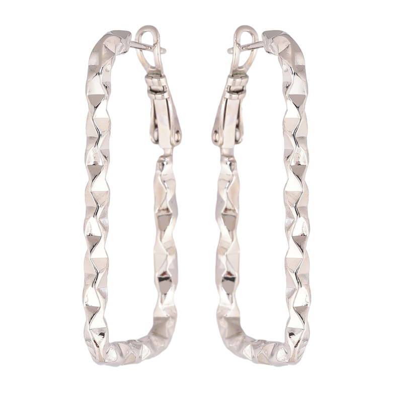 Серьги Xuping цвет Родий итальянский замок Прямоугольные с узором фото №1 Серьги Xuping цвет Родий итальянский замок Прямоугольные с узором фото №1