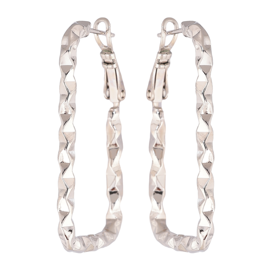 Сережки Xuping колір Родій італійський замок Прямонутні з візерунком фото №1 Сережки Xuping колір Родій італійський замок Прямонутні з візерунком фото №1