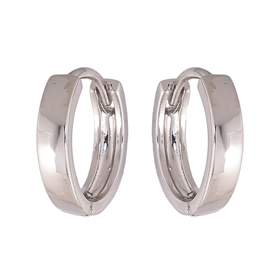 Сережки Xuping колір Родій колечка Класика, шир. 3мм ø 14мм фото №1