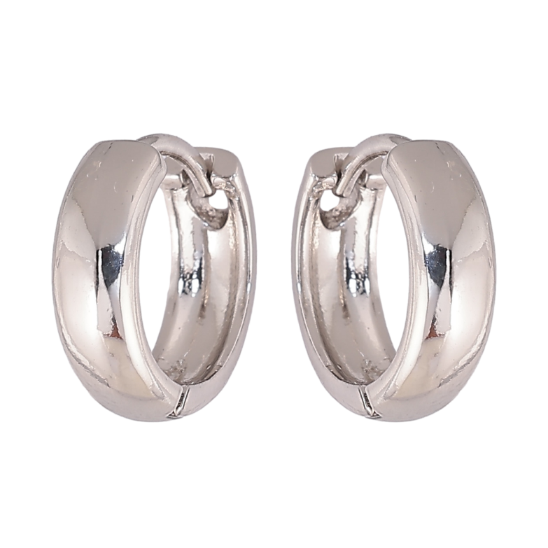 Сережки Xuping колір Родій колечка Класика, шир. 4мм ø 14мм фото №1