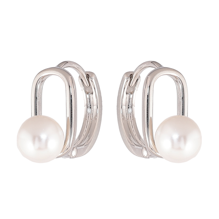 Серьги Xuping цвет Родий колечки Овалы с жемчужинами фото №25