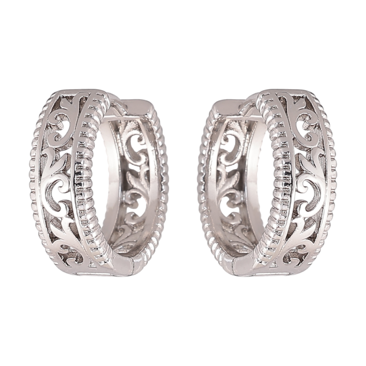 Серьги Xuping цвет Родий колечки Резной вензельный узор фото №3