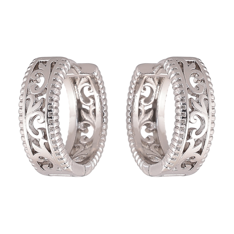 Серьги Xuping цвет Родий колечки Резной вензельный узор фото №1 Серьги Xuping цвет Родий колечки Резной вензельный узор фото №1