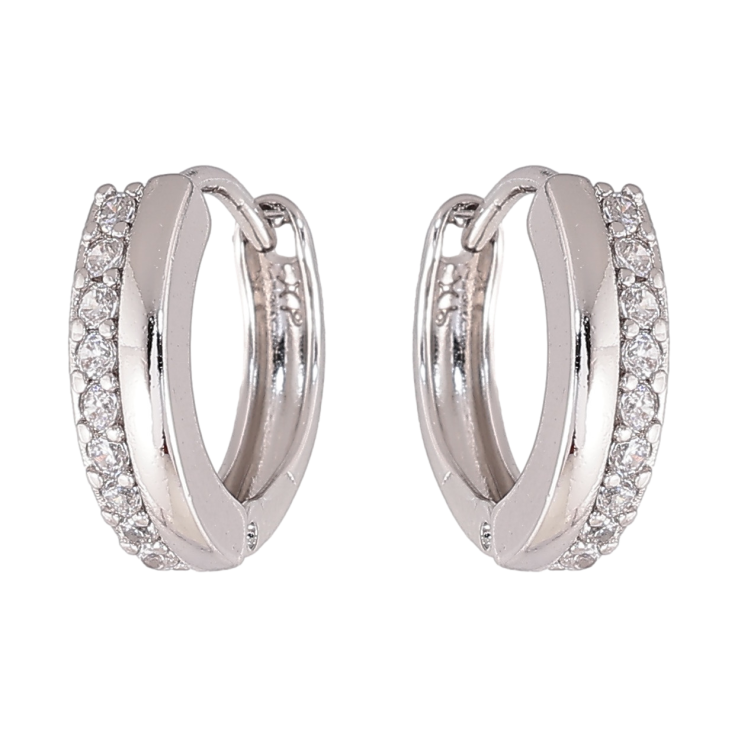 Серьги Xuping цвет Родий колечки Дорожки кристаллов фото №7