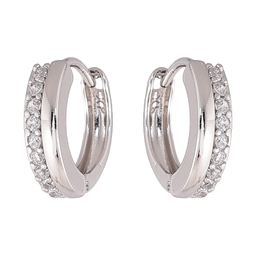 Серьги Xuping цвет Родий колечки Дорожки кристаллов фото №1