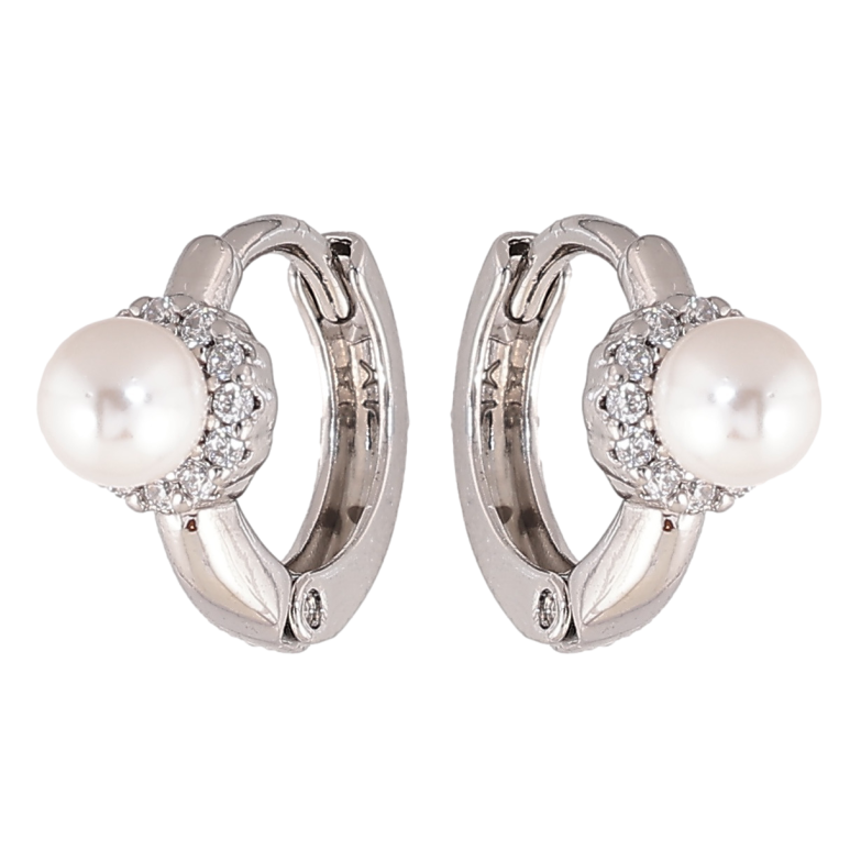 Серьги Xuping цвет Родий колечки Жемчужины в кристальных колечках фото №2 Серьги Xuping цвет Родий колечки Жемчужины в кристальных колечках фото №2