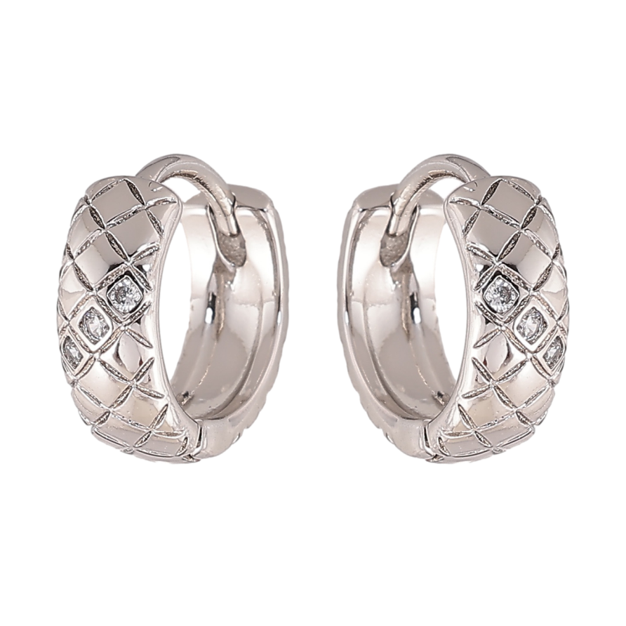 Серьги Xuping цвет Родий колечки Узор с кристаллами фото №1 Серьги Xuping цвет Родий колечки Узор с кристаллами фото №1