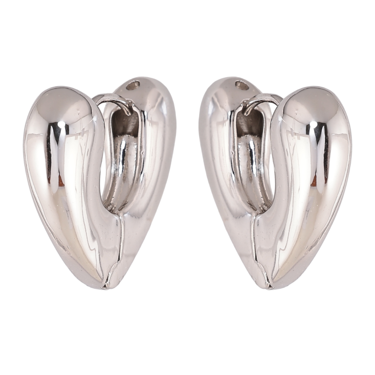 Серьги Xuping цвет Родий колечки Сердечки фото №5