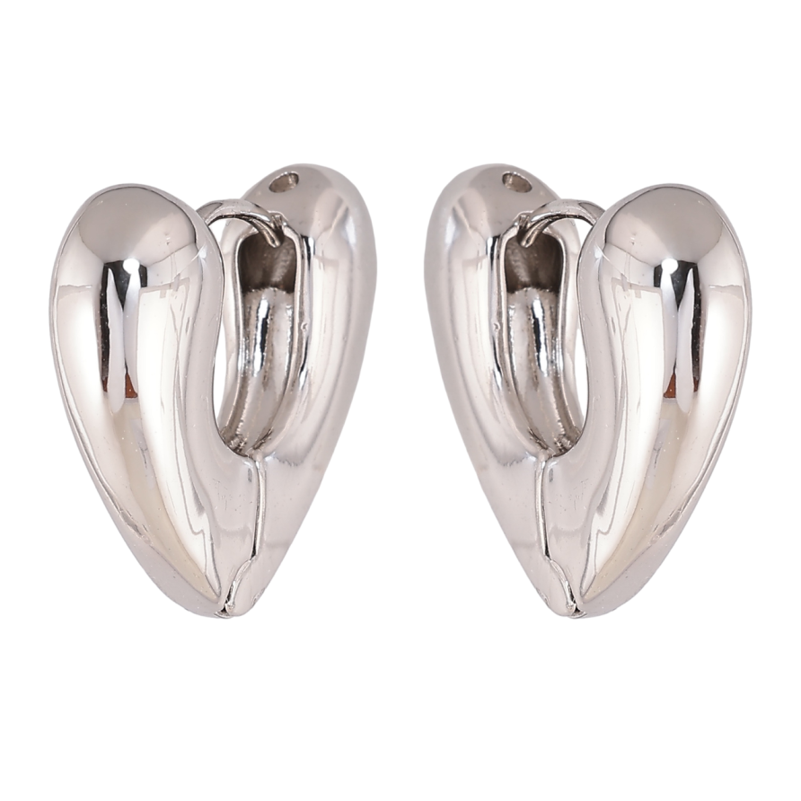 Серьги Xuping цвет Родий колечки Сердечки фото №1