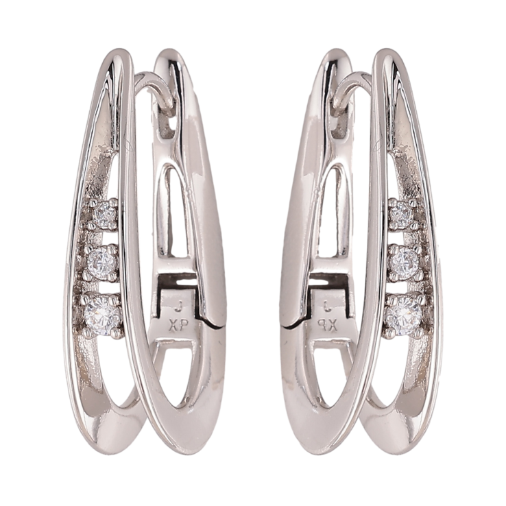 Серьги Xuping цвет Родий колечки Узор с кристаллами фото №2