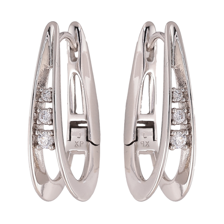 Серьги Xuping цвет Родий колечки Узор с кристаллами фото №1