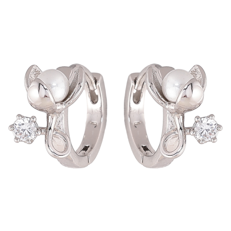 Серьги Xuping цвет Родий колечки Жемчужные цветочки фото №2 Серьги Xuping цвет Родий колечки Жемчужные цветочки фото №2