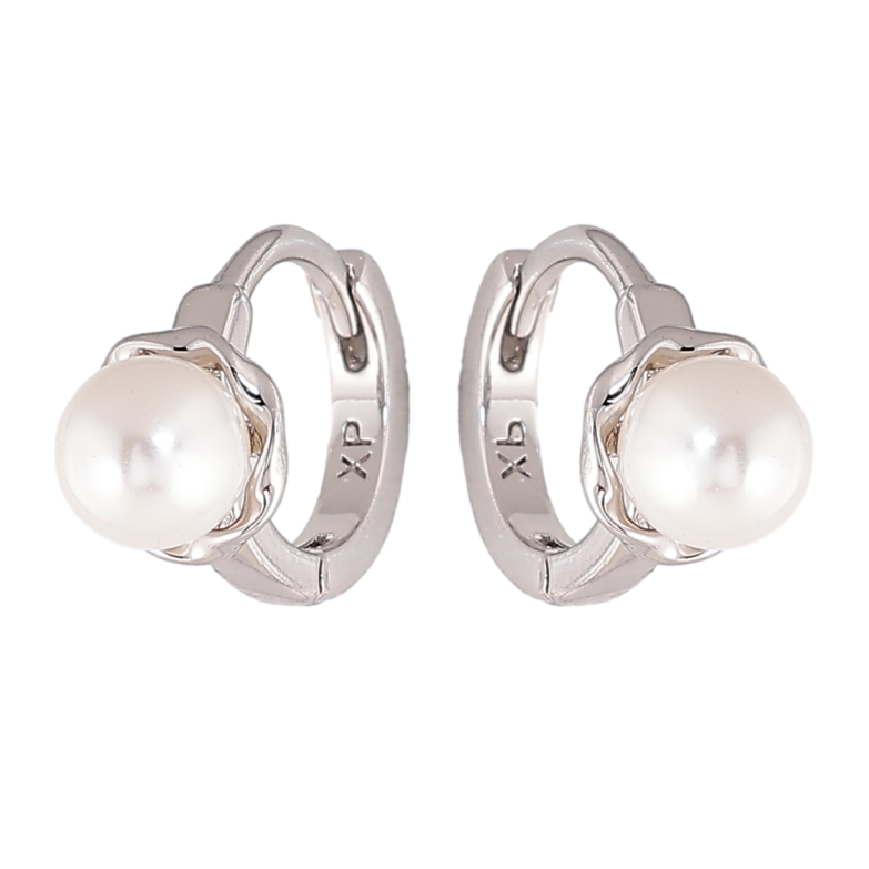 Серьги Xuping цвет Родий колечки Жемчужные цветочки фото №1 Серьги Xuping цвет Родий колечки Жемчужные цветочки фото №1