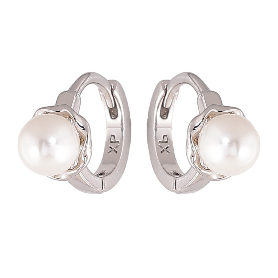 Серьги Xuping цвет Родий колечки Жемчужные цветочки фото №1 Серьги Xuping цвет Родий колечки Жемчужные цветочки фото №1