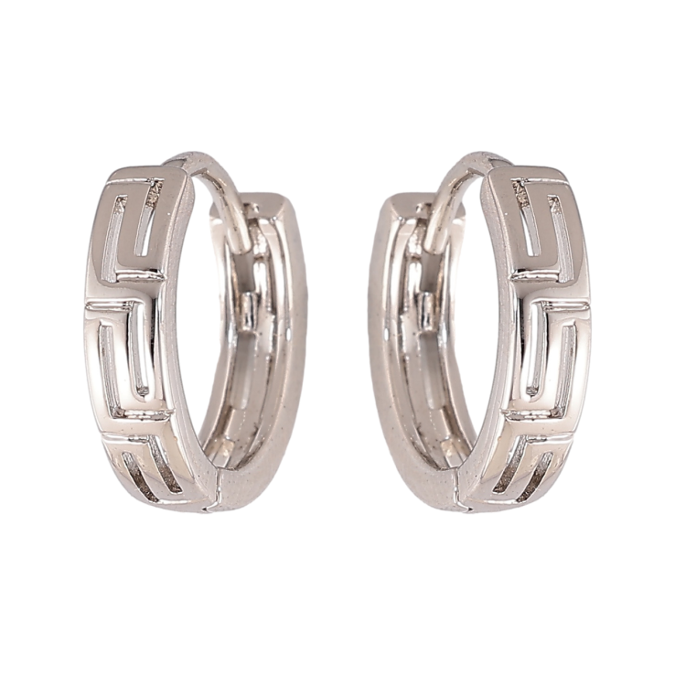 Сережки Xuping колір Родій колечка Різьблений грецький візерунок фото №13