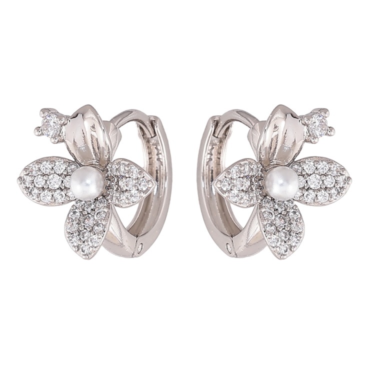 Серьги Xuping цвет Родий колечки Цветочки фото №24