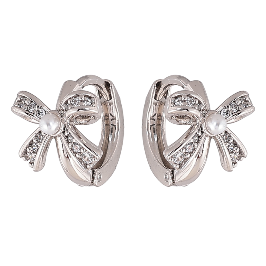 Серьги Xuping цвет Родий колечки Банты фото №1 Серьги Xuping цвет Родий колечки Банты фото №1