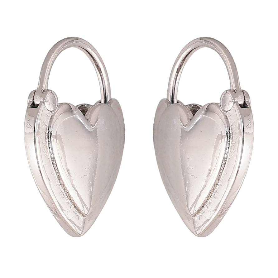 Серьги Xuping цвет Родий колечки Сердечки-замочки фото №1