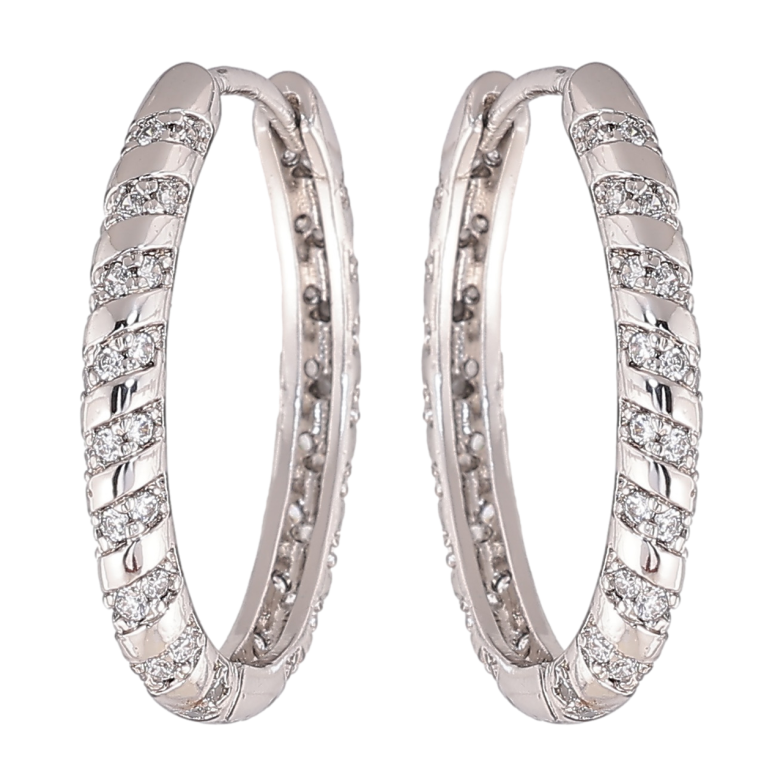 Сережки Xuping колір Родій колечка Візерунок з кристалами фото №1