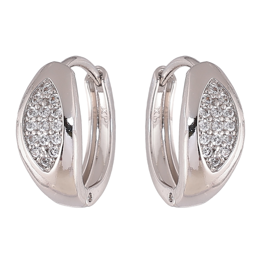 Серьги Xuping цвет Родий колечки Узор с кристаллами фото №1
