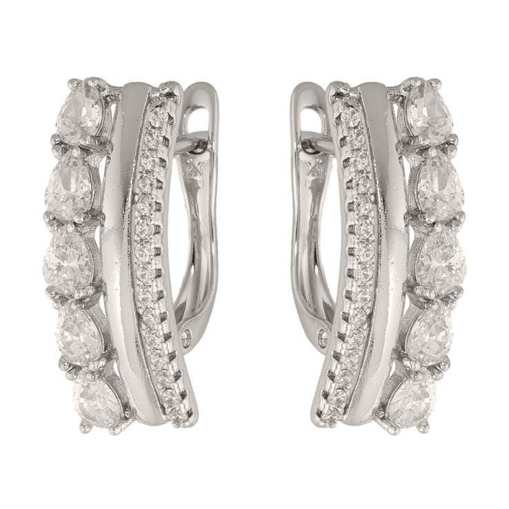 Сережки Xuping колір Родій англійська застібка Візерунок з кристалів фото №2