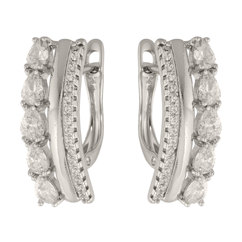 Серьги Xuping цвет Родий английский замок Узор из кристаллов фото №1