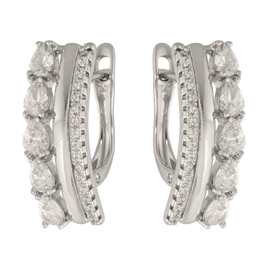 Сережки Xuping колір Родій англійська застібка Візерунок з кристалів фото №1