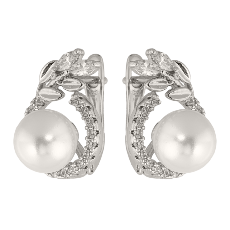 Серьги Xuping цвет Родий английский замок Жемчужины в обрамлении веточек фото №23