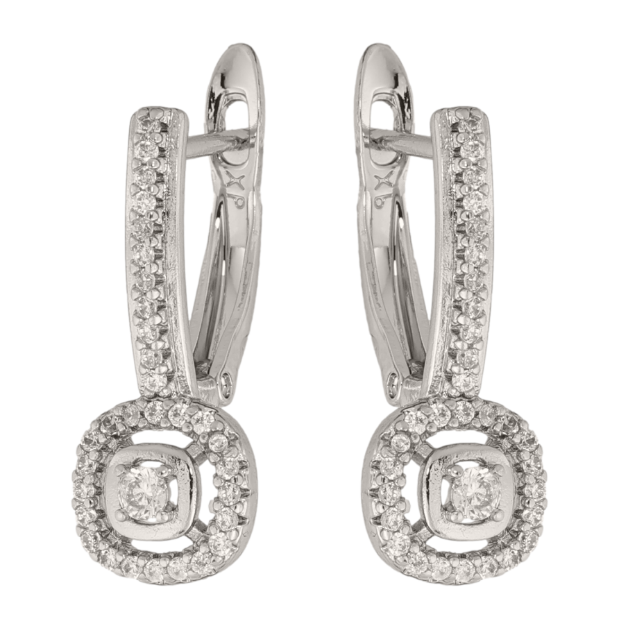 Серьги Xuping цвет Родий английский замок Инкрустация кристаллами фото №1 Серьги Xuping цвет Родий английский замок Инкрустация кристаллами фото №1