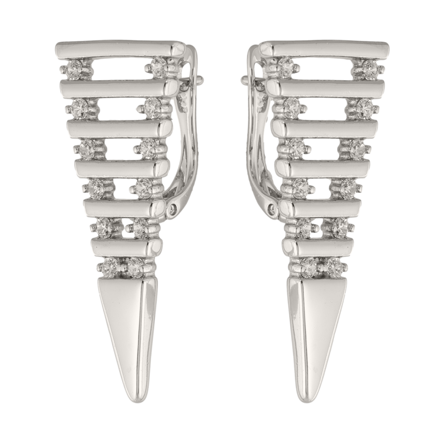 Серьги Xuping цвет Родий английский замок Инкрустация кристаллами фото №1 Серьги Xuping цвет Родий английский замок Инкрустация кристаллами фото №1