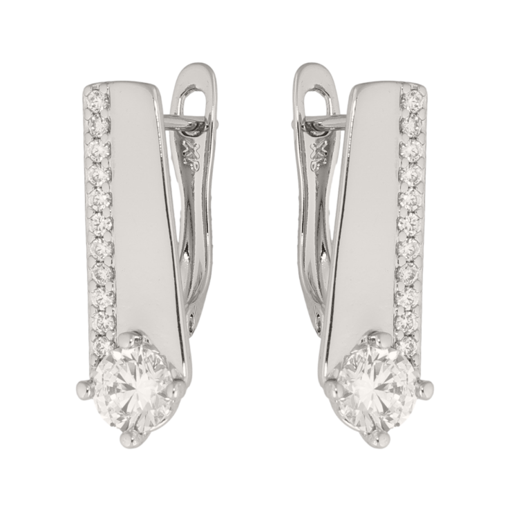 Сережки Xuping колір Родій англійська застібка Візерунок з кристалами фото №22