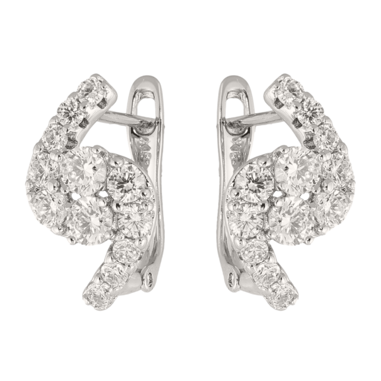 Серьги Xuping цвет Родий английский замок Узор с кристаллами фото №1